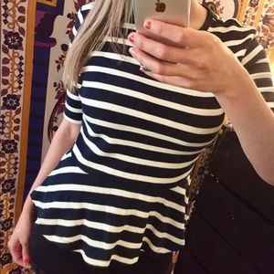 Navy and white striped GAP sweater.